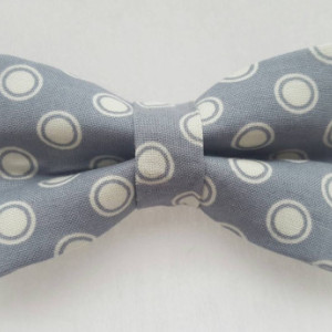 Gray white circles pet bow tie