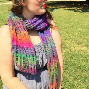 Purple Rainbow Handknit Shawl