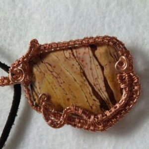 Handmade One of a Kind Copper Wire and Stone Pendant Necklace