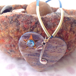 For the Love of the Craft Mixed Media Blue Musical Note Heart Charm Pendant