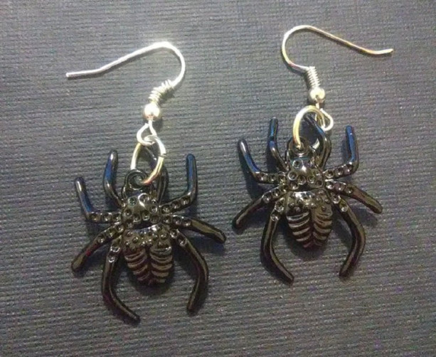 Black Spider Charm Earrings