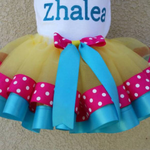Personalized Team Umizoomi  ribbon trimmed tutu set , Team Umizoomi tutu, ribbon trim tutu, custom tutu, birthday outfit, Team Umizoomi