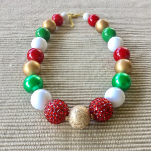 Christmas Chunky Necklace, Christmas Bubblegum Necklace, Festive Necklace, Holiday Necklace, Christmas Gumball Necklace, Holiday Jewelry