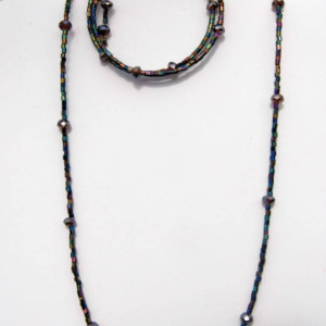Black  Beaded Necklace and Bracelet Set - Quiet Elegance