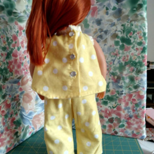 Custom made flannel AG doll pajamas hand sewn and embellished - 18" doll clothes - Hand sewn, heirloom quality
