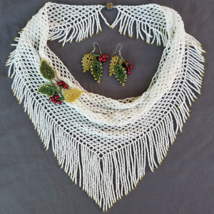 Beaded Scarf with Berries