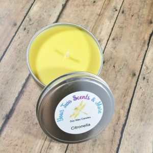 Citronella Scented Soy Candle, Handmade Candle, Bug Repellent, Soy Wax Candle, Natural Candle, Vegan Candle, Outdoor Candle, 8 Oz Candle Tin