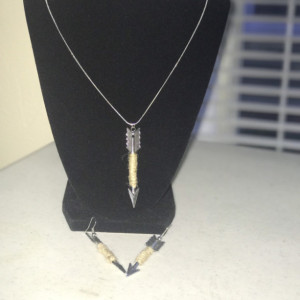 Hemp wrapped arrow necklace and earring set