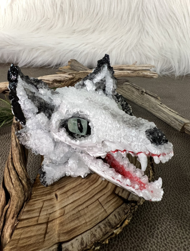 Arctic Fox Skull with Nature Stand