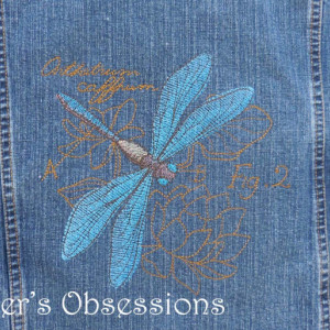Women's Denim Jacket with Embroidered Dragonfly