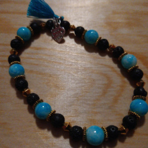 Chakra and lava bead bracelet