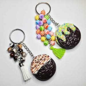 Polymer Clay Chocolate Coveres Oreo Cookie Bag Charm Purse Knocker