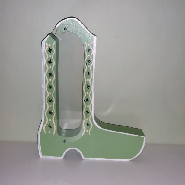 Personalized Wooden Boot. Boot is 11 inches tall. Boot is ready for immediate shipping