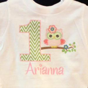 Personalized Owl Birthday baby bodysuit or toddler shirt