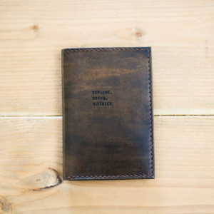 Custom Leather Passport Cover, Passport Holder, Mens Travel Gift (Dark Brown Color)