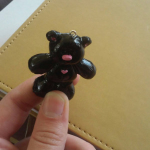 Teddy Bear Polymer Clay Necklace Charm, Zipper Pull, Polar Bear Zipper Pull, Teddy Bear Zipper Charm, Black Bear Zipper Pull