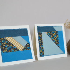 Handmade cards -- two fabric quilt cards