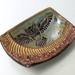 Owl Spoon Rest, Soap Dish Hand Made Stoneware Pottery