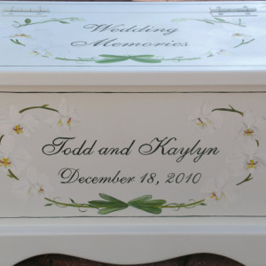 white orchid wedding keepsake chest box personalized wedding gift