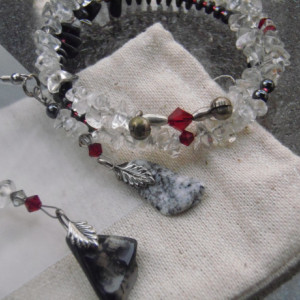  "Dark Forest" Stone Earrings and Bracelet Set