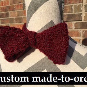 Custom Made to Order Bow Tie, Hand Knit, Pick your color