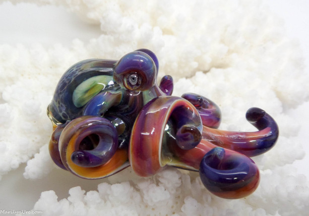 The Queen Bee Kracken Collectible Wearable Boro Glass Octopus Necklace / Sculpture Made to Order
