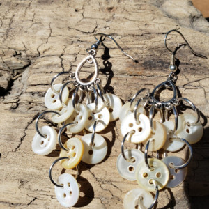 Mother of Pearl Button Earrings 