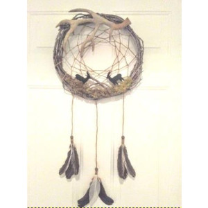 Adirondack Style Hand Made Dream Catcher with Antler