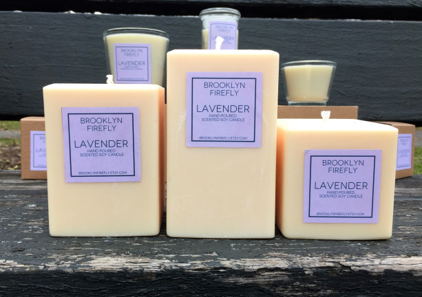 Lavender Candles. FREE SHIPPING. Scented Soy.  Set of 3.