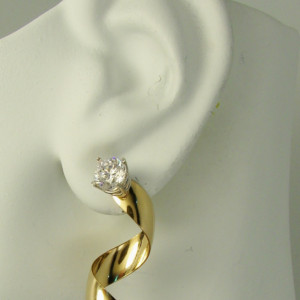 Gold Earring Jackets for Studs Diamond Enhancer Stud Jacket  14K Gold Filled Gemstone Jacket Dangle Spiral 6mm wide Smooth Domed JS6MGFSM