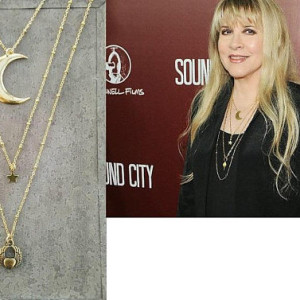 Stevie Nicks Style Necklace  Winged Heart Jewelry Bohemian Gypsy Crescent Moon 