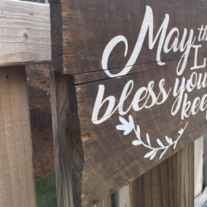 Hand made and painted "May the Lord bless you and keep you" wall hanging sign