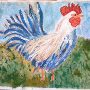 Rooster, Original Acrylic Painting, 10 x 12 on Canvas