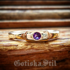 Primeval Brass Stacking Band with Amethyst