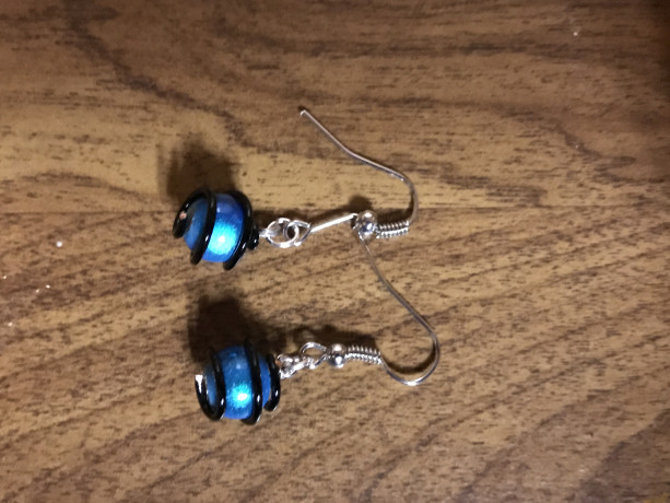 Blue and Black Earring