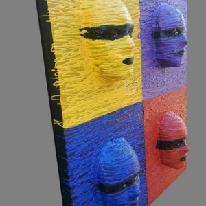 Colorful Tribal 3D Art Painting/Sculpture ORIGINAL 18x28 Anthony Saldivar Rainbow