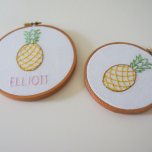 Personalized Name Pineapple Embroidery Hoop, Baby's Name Art, Personalized Nursery Decor, New Baby Gift, Embroidery Hoop Art, Custom Nursery