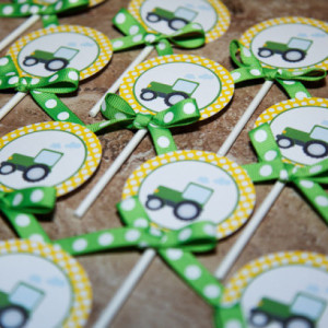 John Deere Tractor themed cupcake toppers- (Quantity 24)