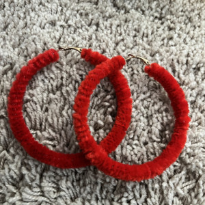 Red Fuzzy Hoops