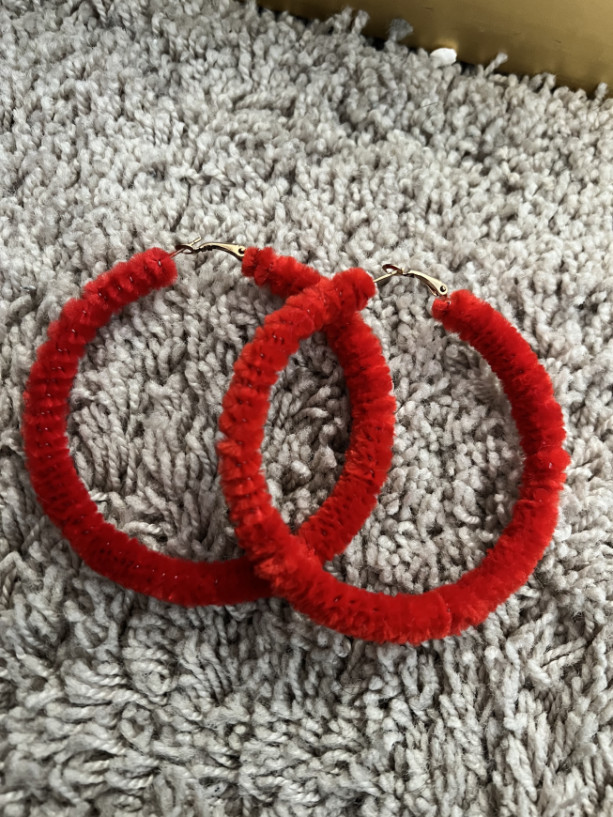 Red Fuzzy Hoops