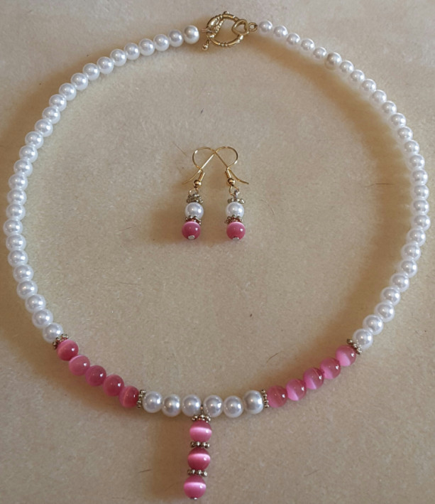 Sweet Pink Choker with Matching Earrings