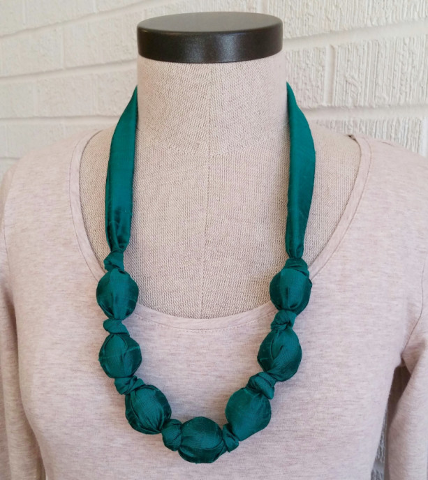 Green Silk Baby-Safe Necklace - Free Shipping