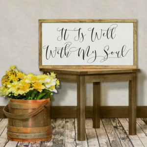 It is Well With My Soul Distressed Wood Sign, Inspirational Sign, Motivational Hymn Sign, Scripture Wall Art, Living Room Sign, Bible Verse
