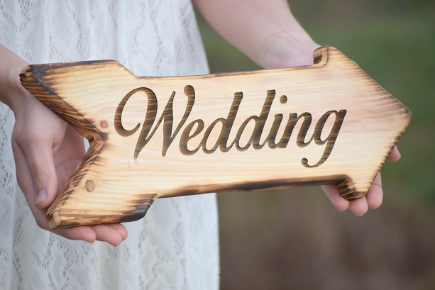 Wedding Sign - Laser Engraved Wedding Sign - Rustic Wedding - Wooden Arrow Sign - Wedding Signage - Wedding Signs - Wood Wedding Sign