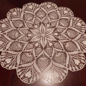 Amazing Real Handmade Crochet Tablecloth-Doily, White color, 31.5", "LITTLE HEARTS", 100% Cotton - FREE shipping U S