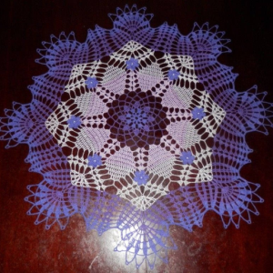 Stunning Real Handmade Crochet Doily, PURPLE, Round, 29", "Daisy Meadow", Cotton100%, USA FREE shipping