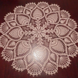 Stunner Real Handmade Crochet Tablecloth-Doily, ECRU, Round, 33", 100% Cotton, Free shipping USA
