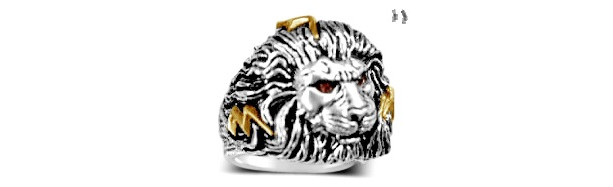 Large Lion head Lightning bolt ring  sterling silver
