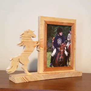 Personalized 4 x 6 Picture Frame with Carved Horse, Customized Horse Photo Frame