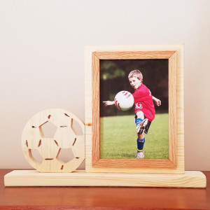 Personalized 4 x 6 Picture Frame with Carved Soccer Ball, Customized Soccer Ball Photo Frame